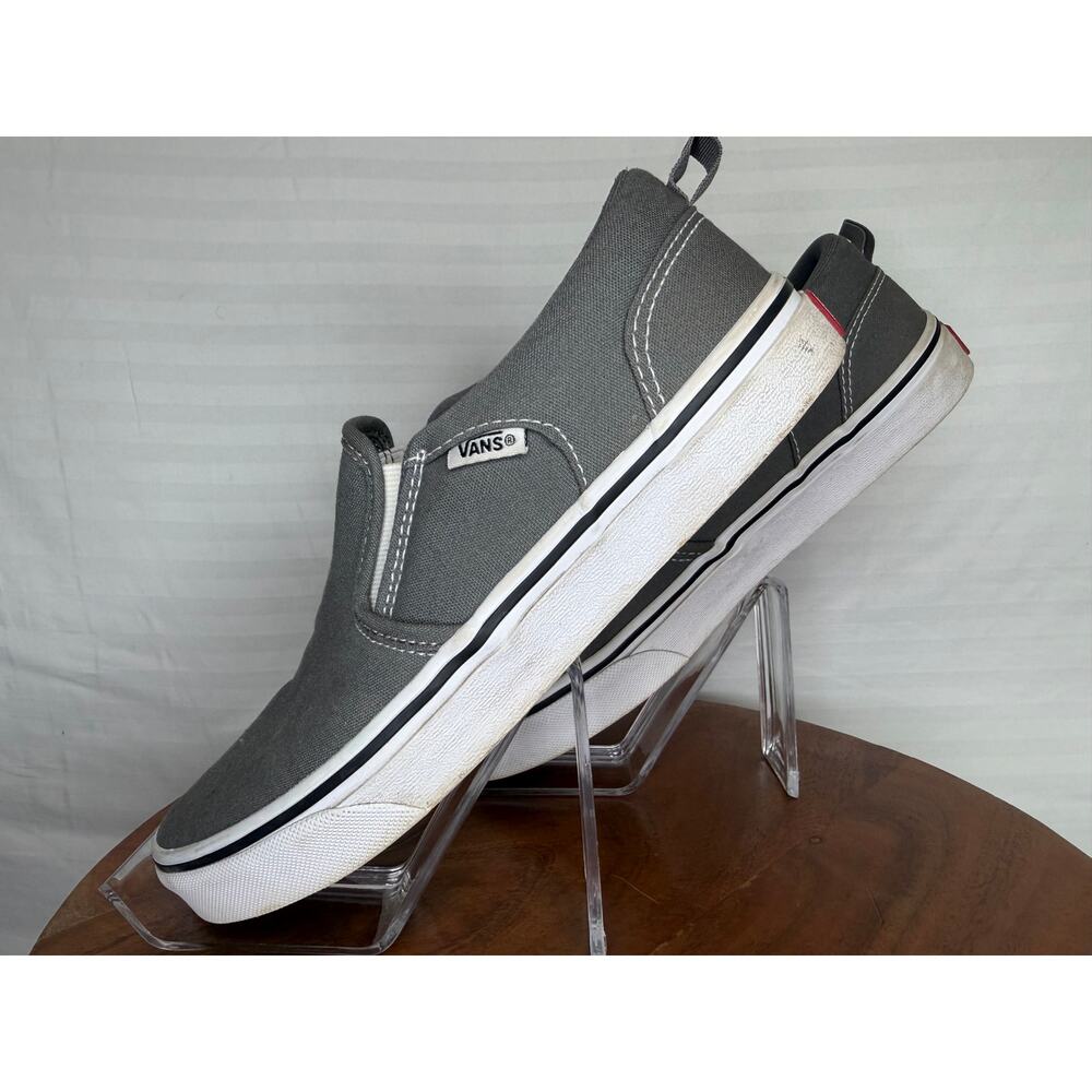 Vans Asher Slip-On Gray Canvas Sneakers Youth 7 Women’s 8.5 Casual Shoes - Picture 5 of 8